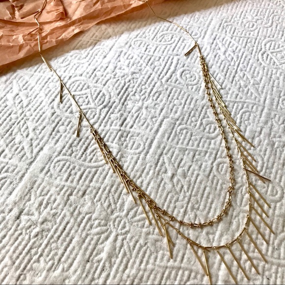 NWT! Anthropologie Gold Fringe Layered Necklace - Picture 5 of 6